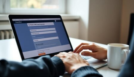 Pessoa anunciando grátis em um site de classificados online